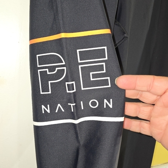 P.E Nation Women's The Glory Leggings - Black/Orange/White Medium Compression - Picture 6 of 8